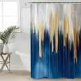 thumbnail image 5 of Abstract Color Block Shower Curtain, 36" x 72", Navy Block Impressionist Style Waterproof Bathroom Curtain Washable Shower Curtain Set with 12 Hooks, 5 of 6