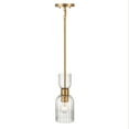 thumbnail image 5 of Robert Stevenson Lighting Josephine - Mid-Century Modern Metal and Clear Ribbed Glass Ceiling Light, Brushed Gold, 5 of 13