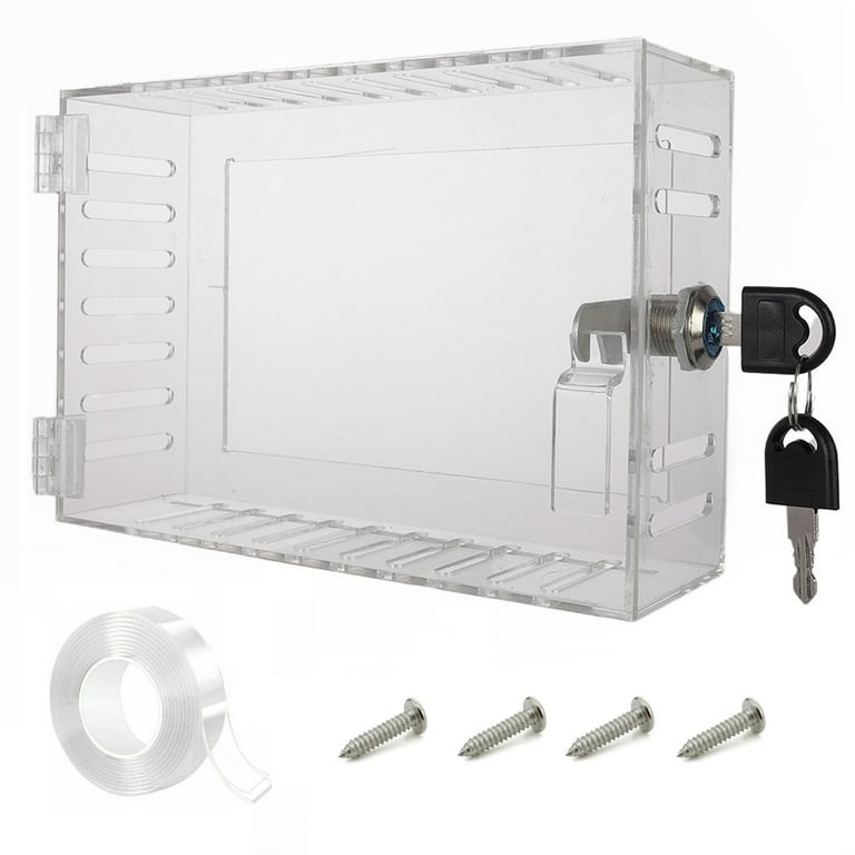 Fule Universal Thermostat Guard Thermostat Lock Box Clear Lock Box for  Thermostat on Wall for Most Type Thermostat Includes 2 keys and 4 Screws 
