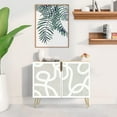 thumbnail image 2 of PixonSign Sideboard Buffet Cabinet, Kitchen Storage Cabinet with 2 Doors, Pastel Gray Geometric Line, Cupboard Console Table for Dining Room - 35" L x 18" W x 29" H, 2 of 5