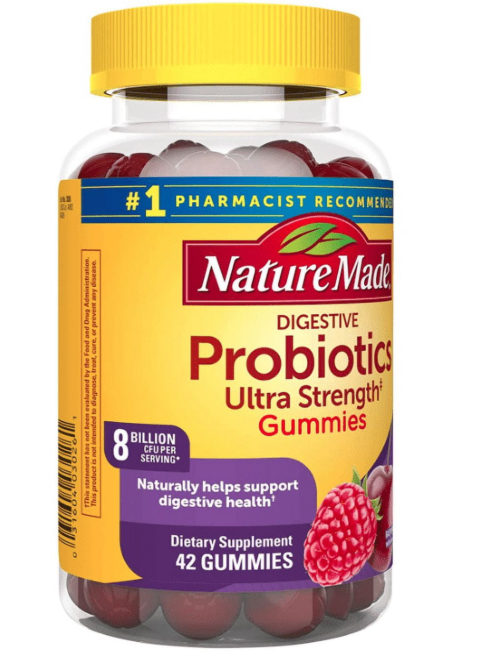 Nature Made Ultra Strength Digestive Probiotics Gummies 8 Billion CFU per Serving, 42 Gummies, to Support Digestive Health