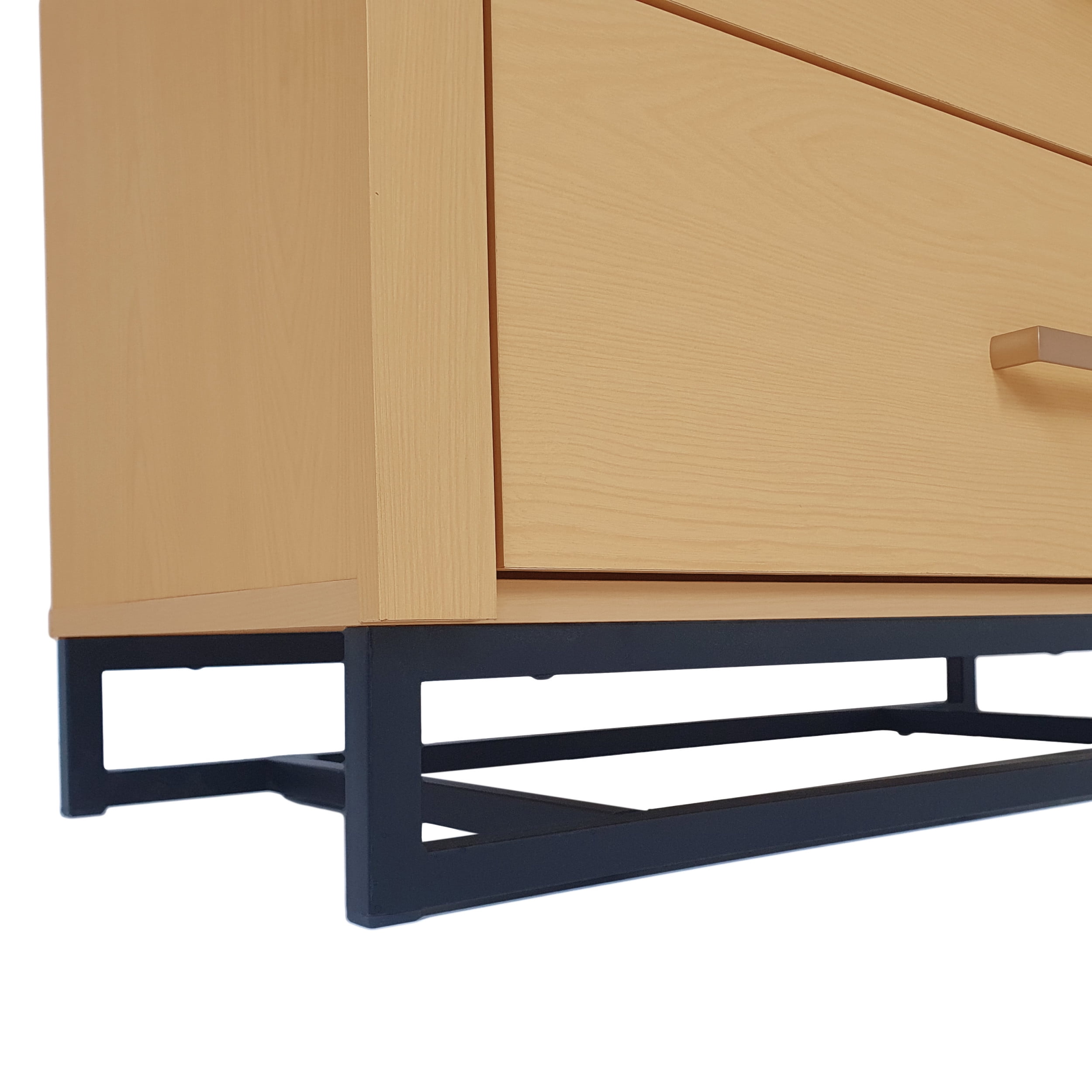 Noble House Cayuga Faux Wood 5 Drawer Dresser, Natural and Black
