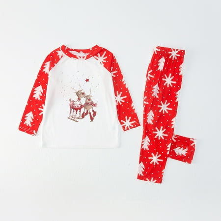 

EQWLJWE Parent-child Warm Christmas Set Printed Home Wear Pajamas Two-piece Kid Set Christmas Pajamas for Family Holiday Clearance