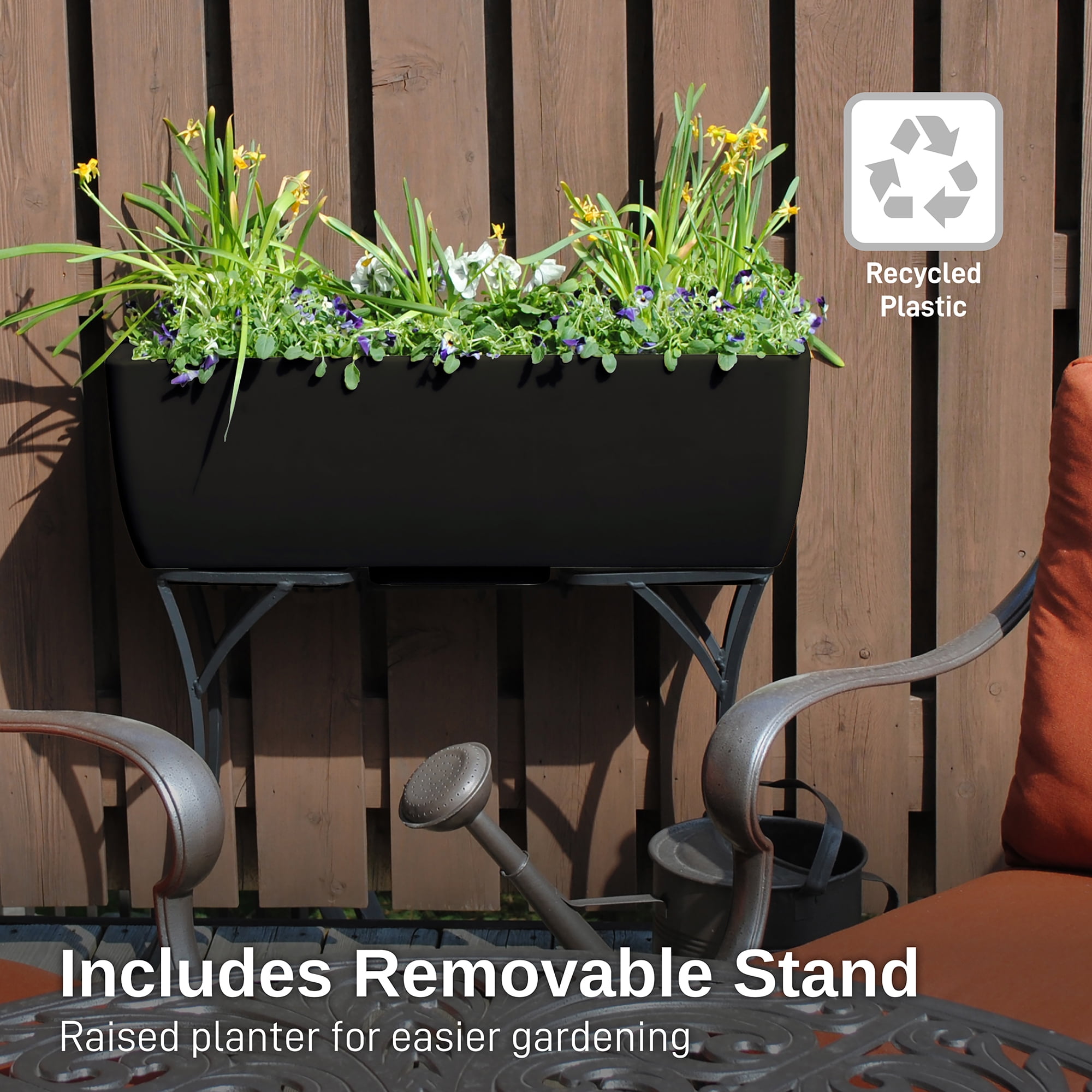 30" x 10" ELEVATED PLANTER W/FRM DSP-BLK