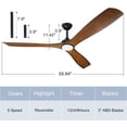 thumbnail image 5 of DingLiLighting 60" Modern Indoor Ceiling Fan with Dimmable LED Light Remote Control, 3-Blade Wood Ceiling Fan, Outdoor Ceiling Fan for Farmhouse,Living Room, Bedroom, Porch,Patios,Walnut, 5 of 8