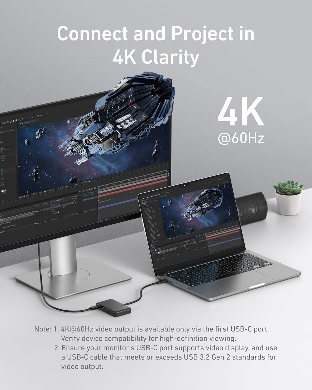 Anker USB-C Hub, USBC to 4-Port USBC Adapter, Multiport USB C Splitter, USB 3.2 Display Hub with 100W Max PD & Max 10Gbps Fast Data Transfer
