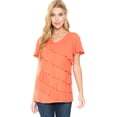 thumbnail image 3 of Women's V-Neck Short Sleeve Ruffle Top, 3 of 4
