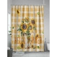 thumbnail image 5 of Sunflower Stall Shower Curtain, Waterproof Shower Curtains for Bathroom, Yellow Plaid Vintage Summer Bee Botanical Washable Fabric Cloth Bath Curtain for Bathtub Decoration with Hooks 36x72 Inches, 5 of 6