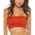 thumbnail image 2 of PilyQ RED Lust Reversible Smocked Lace-up Bandeau Swim Top, US D, 2 of 11