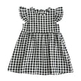 thumbnail image 2 of Girls Summer New Plaid Flutter Sleeve Dress Sweet Cute Princess Tulle Skirt Kids Birthday Party Holiday Casual Outfit,Black,90, 2 of 7