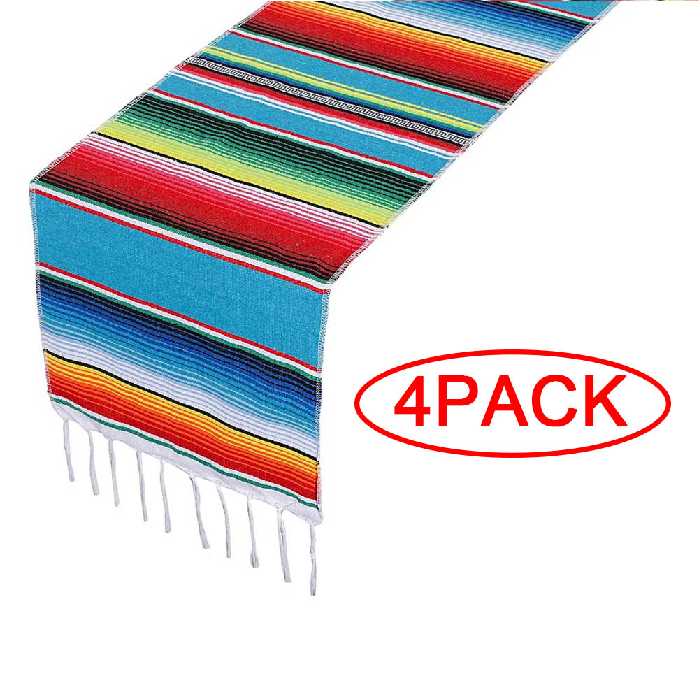 Mexican Party Decoration Mexican Serape Blanket 14 x 84 Inch Fringe