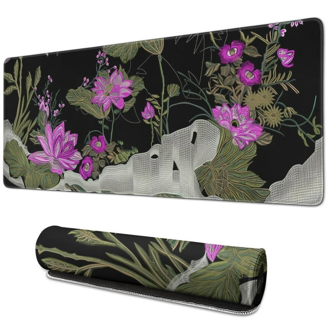 Elegant & Soft Garden Flowers Mouse Mat - Non-Slip Rubber Base, Easy Slide Surface, Splash Resistant, Unique Design, Portable, Great for All PCs, Personalized Style, 31.5x11.8 Inch