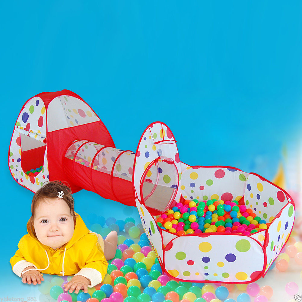 EBTOOLS Kids Ball Pit Play Tent with Tunnel, 3in1 Play Crawl Tunnel