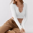 thumbnail image 5 of Blusas sexys para mujer, camisas de manga larga, blusas ajustadas de corte bajo, escote en V, camisas de otoño, blusas, XS-L, 5 of 5