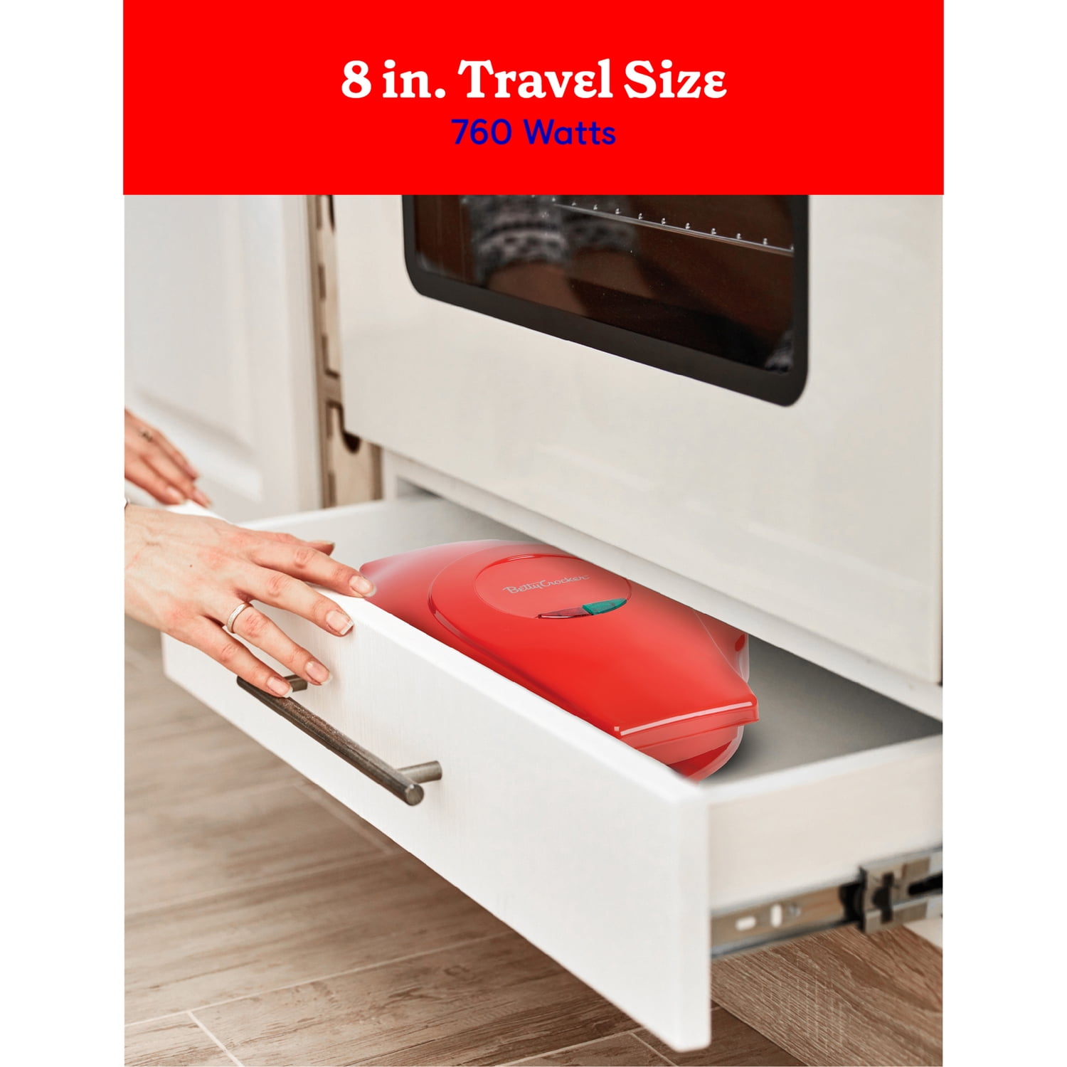 Betty Crocker 8-In. Indoor Electric Travel Nonstick Pizza Maker Plus with Insulated Travel Bag (Red)