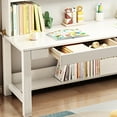 thumbnail image 4 of BALANBO Solid Wood Kids Desk with Hutch and Shelves, Study Computer Desk with Drawers, Extra Large Two Person Study Desk Writing Table, Student White Desk with Bookshelf for Bedroom,Study Room,White, 4 of 7
