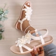 thumbnail image 4 of hoksml Women's Floral Applique Flat Sandals, Elastic Ankle Strap Open Toe Shoes for Summer and Casual Wear, 4 of 9