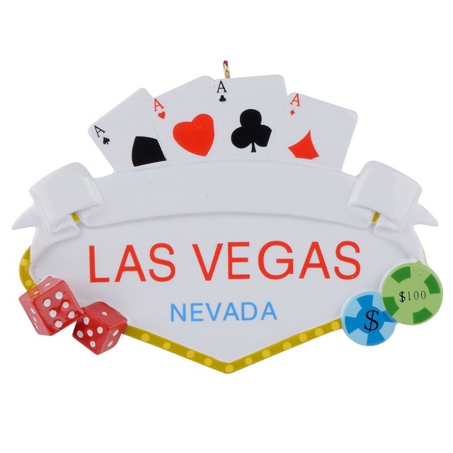 MAXORA en todo el mundo Adorno navideño personalizado de Las Vegas Jugador de póquer Chip Recuerdo navideño Regalo de premio mayor Texas Hold Em para amantes de los juegos de azar