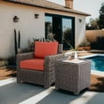 thumbnail image 7 of Krikacy Outdoor Wicker Sofa Chair with Storage Side Table, All-Weather HDPE Rattan Frame, Orange, 7 of 7