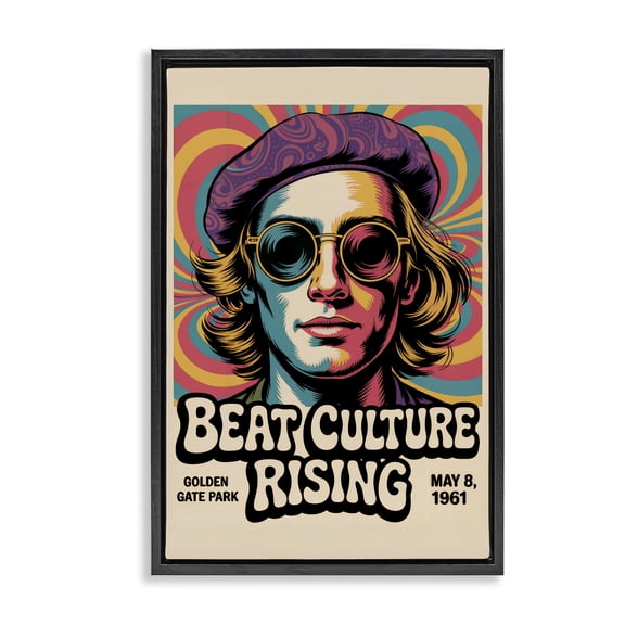 Stupell Industries Beat Culture Rising Poster Black Framed Floater Canvas Wall Art, design by Andreas Magnusson