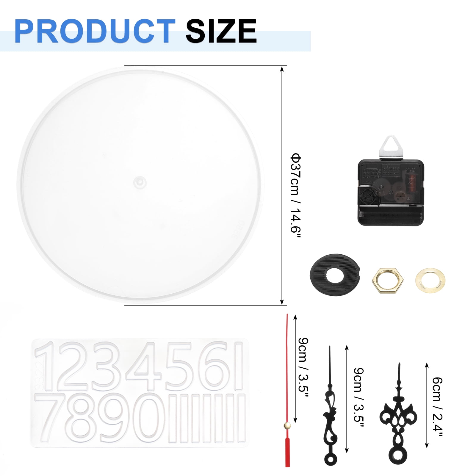 Uxcell Resin Clock Mould with Movement, 14.6" Silicone Pendant Arabic Numerals Large Epoxy Moulds for Wall Art Home Decoration DIY Crafts (Lace)