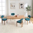 thumbnail image 3 of S-HOME Fabric Upholstered Wooden Dining Chairs Set of 2 in Classic Beige Perfect for Kitchen and Dining Room Décor，Teal, 3 of 16