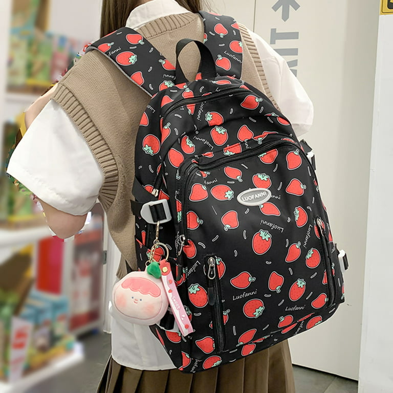 Strawberry Pastel Pink Polka Dot Kawaii Cute Duffle Bag for Sale