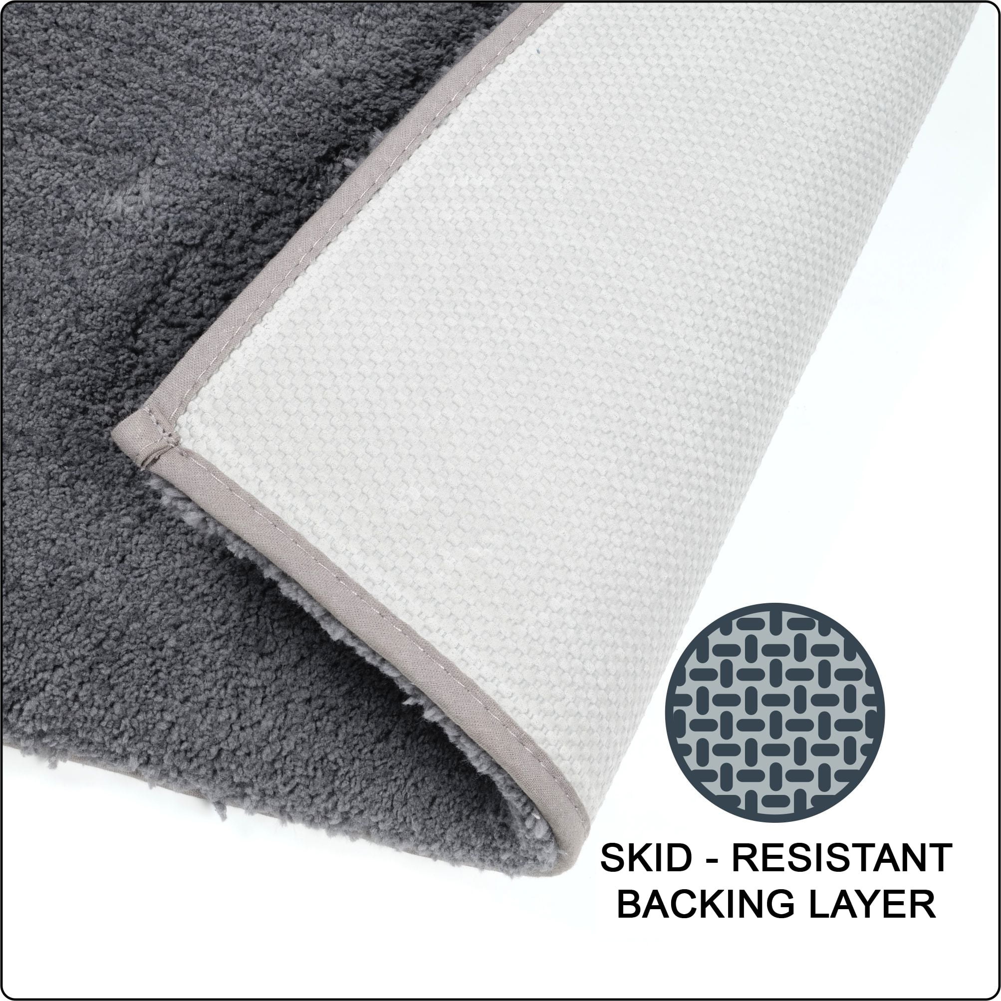 Tapis de bain en polyester gris foncé uni 3K Hometrends