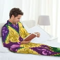 thumbnail image 6 of Salouo Mardi Gras4 Print Button-Front Long Sleeve Pajama Set for Men, Soft 2Pjs Men's Long Sleeve Sleepwear-Large, 6 of 7