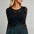 thumbnail image 5 of Landzoo Tops For Women Floral Sheer Lace Long Sleeve Crew Neck Shirt Summer Comfortable Women T Shirt Size L Black, 5 of 6