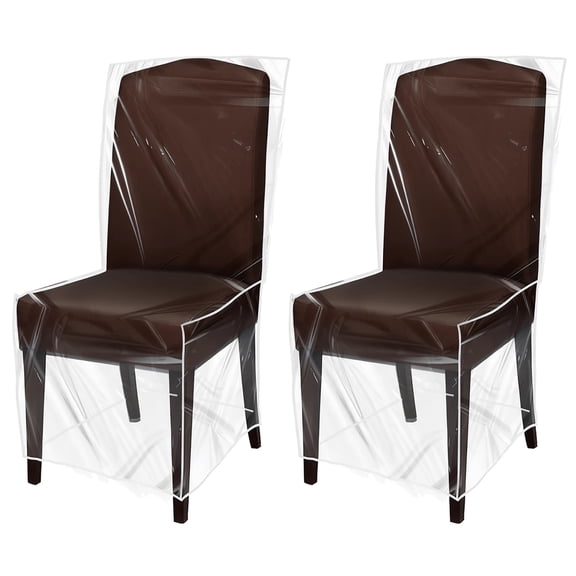 2 Pcs Clear PVC Dining Chair Covers, 42.9 x 25.2 x 21.3 in, Waterproof Dining Chair Protector, Dustproof, Oilproof, Anti-Scratch, Transparent Chair Seat Covers for Indoor Outdoor Use