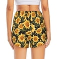 thumbnail image 2 of Lsque Vintage Black Plaid Sunflower Printed Women's Running Shorts with Liner Pockets,Elastic Quick Dry Workout Athletic Gym Yoga Shorts,Womens High Waist Shorts-Medium, 2 of 9