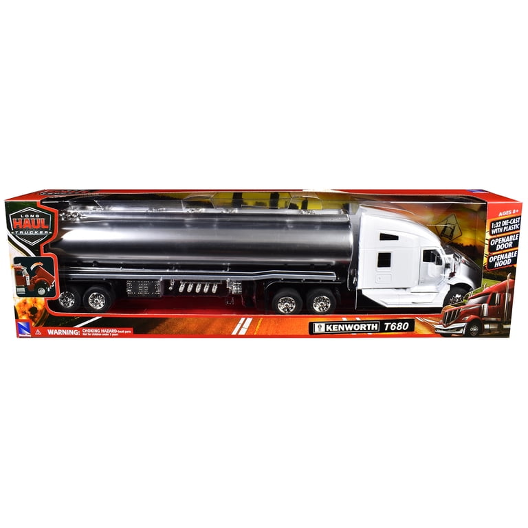 Kenworth T680 Truck White with Oil Tanker Trailer Chrome 
