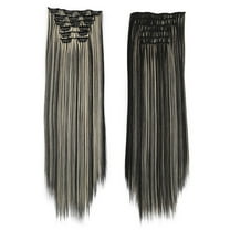 Real Remy Hair Clip-in Extensions for Length and Volume, Full Straight Wig with Secure Clips, High Temperature Resistant, 50cm Length for Thicker Hair