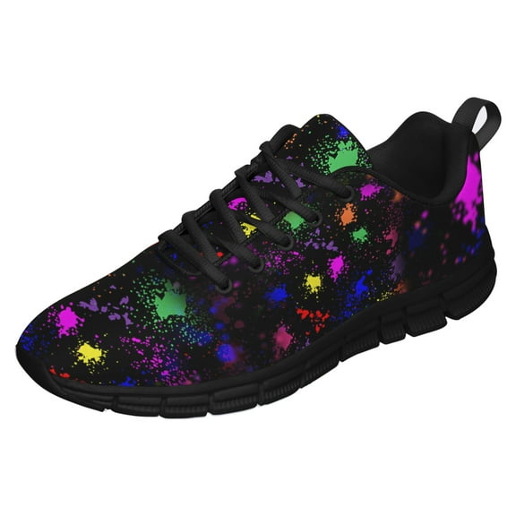 Paint Splatters Shoes for Men Women Running Sneakers Breathable Casual Sport Tennis Shoes Black Size 3.5