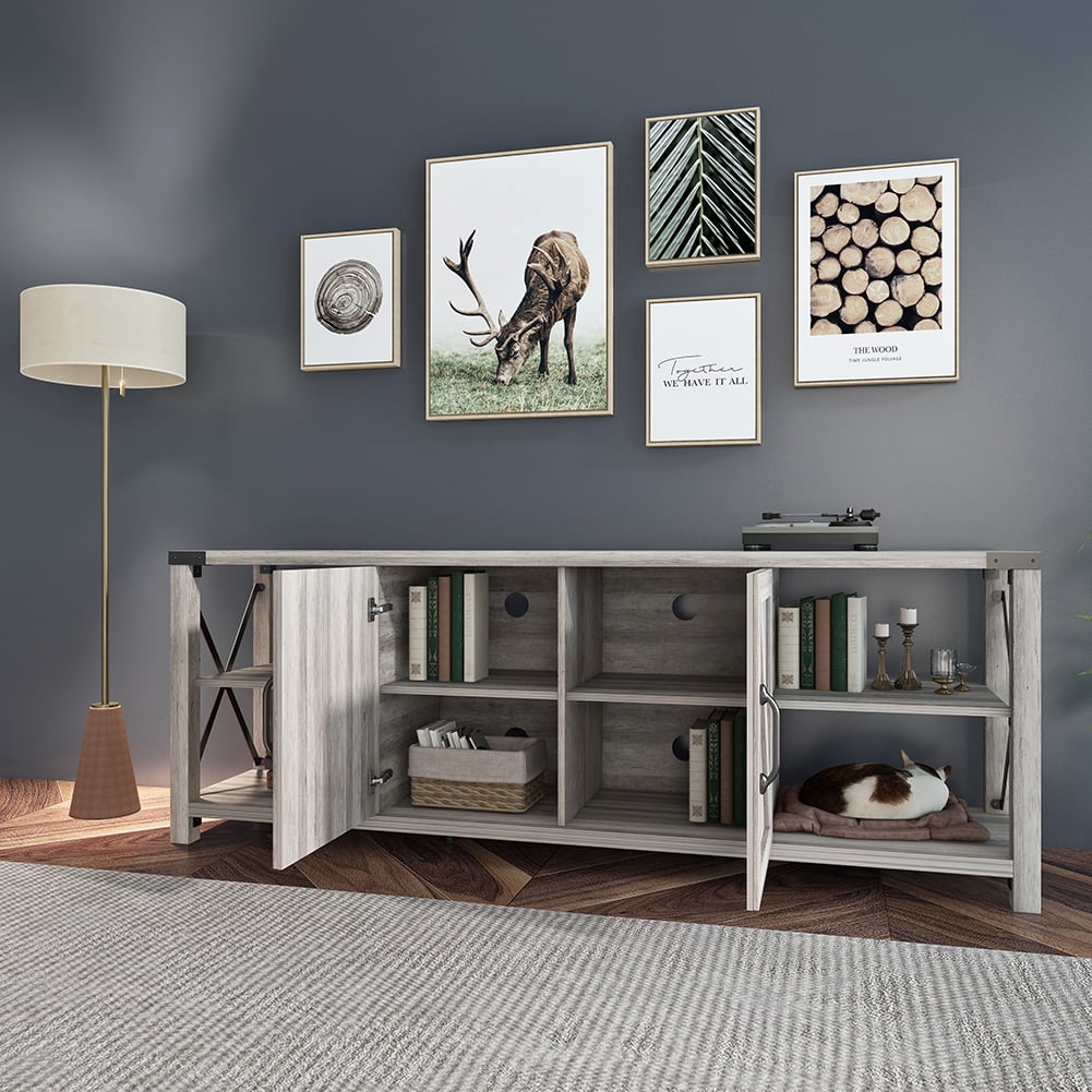 Kadyn 68" TV Stand, Wood TV Console with Storage Cabinets and Shelves, Metal Modern Farmhouse Entertainment Center for TVs up to 78 Inches, Grey Walnut Kadyn 68" TV Stand, Wood TV Console with Storage Cabinets and Shelves, Metal Modern Farmhouse Entertainment Center for TVs up to 78 Inches, Grey Walnut