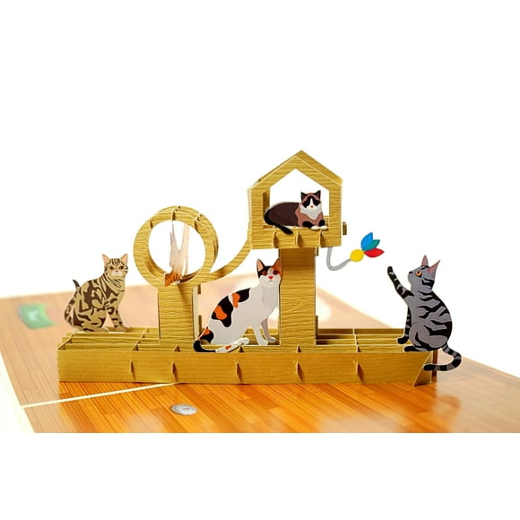 Cats 3D Pop Up Card - Playful Cats 3D Pop Up Card - Mother's Day, Valentine's Day, Birthday, Thank you, Get Well - for Friend, for Wife, for Grandma, for Daughter, for Girlfriend