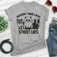thumbnail image 2 of Support Your Local Street Cats T-shirt, Unisex Women's Men's Shirt, Possum Raccoon Skunk Animal Lover, Heather Gray, 3X-Large, 2 of 6