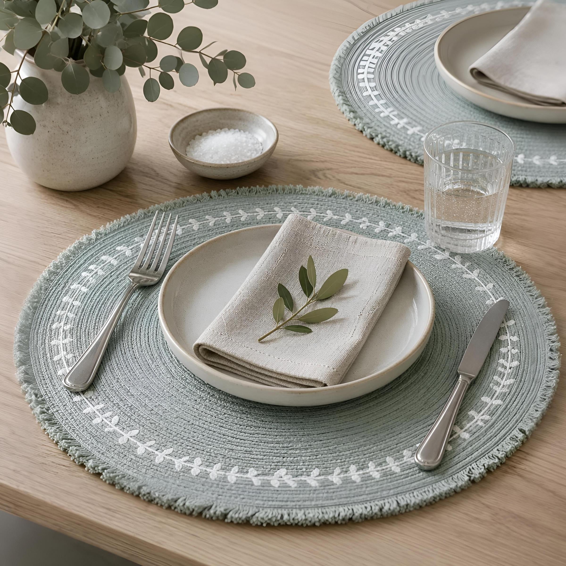 Dainty Home Set of 4 Placemats | Elegant and Durable | 15x15 in Round Woven Non-Slip Washable Place Mats | Tear-Resistant Heat | Resistant Placemats