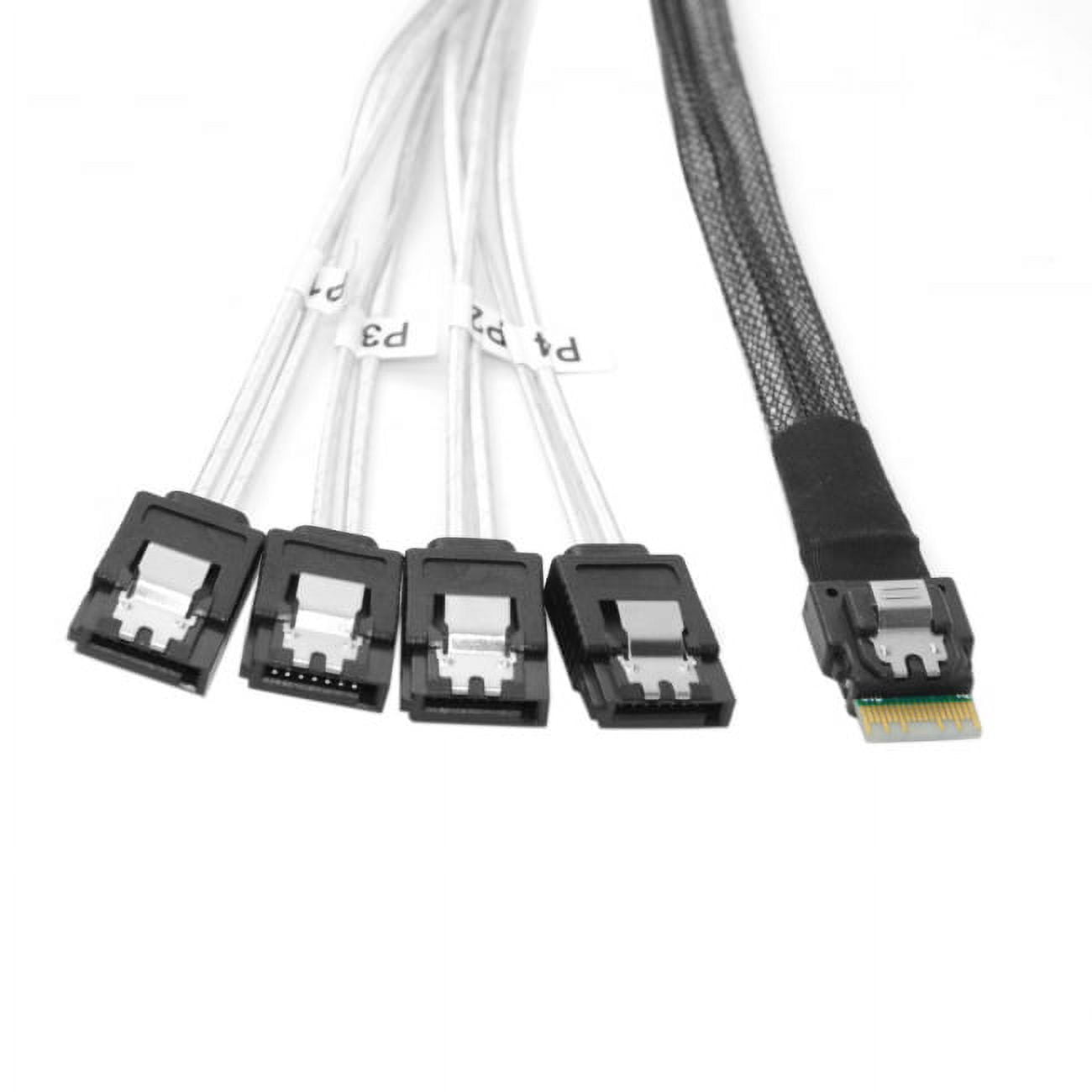 Chenyang CY Slim Line SAS 4.0 SFF-8654 4i 38pin Host to 4 SATA 7pin Target Hard Disk Fanout Raid Cable 50cm Cable