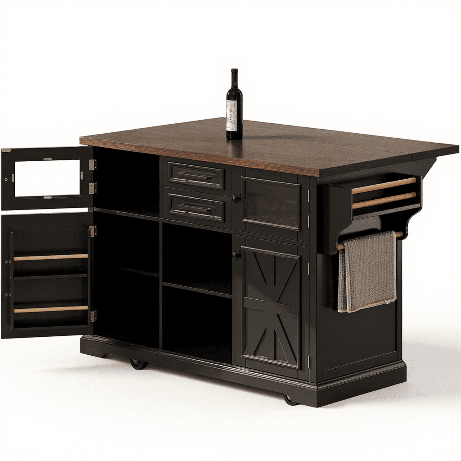 Homy Casa Rolling Garage Storage Cabinet with Drop Leaf, Charging Station for Office Gym, School