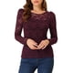 thumbnail image 1 of INSPIRAR CHIC Blusas de Encaje Floral Semitransparentes de Manga Larga con Volantes para Mujeres XS Burdeos, 1 of 7