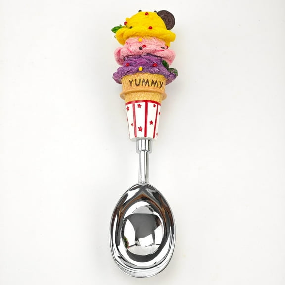 Juniland Handmade 3 Balls Ice Cream Resin Handle Stainless Steel Cute Style Ice Cream Spoon 1 Piece
