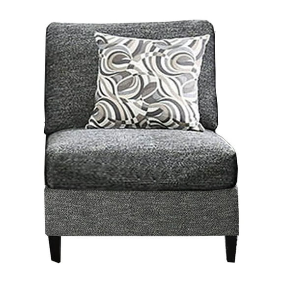 Chenille Fabric Upholstered Armless Chair with Pillow Dark Gray - Saltoro Sherpi