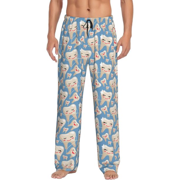 Balery Funny Cute Healthy Teeth Pantalones de pijama para hombre, pijama ultraligero, pantalón de descanso-X-Large