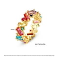 thumbnail image 5 of Rainbow Zircon Geometric Ring for Women Copper Base with Colorful Stones and 18K Plating Shiny Finish Ring Size 6 7 8 9, 5 of 5