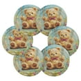 thumbnail image 3 of YAZAOO 6Pcs Drink Coasters With Holder 3.94Inch Brown Bear on Swing Painting Creative Coil Coaster Coasters Colors Absorbent Coasters for Drinks Coasters Set Thicken Heat for Home Table, 3 of 7