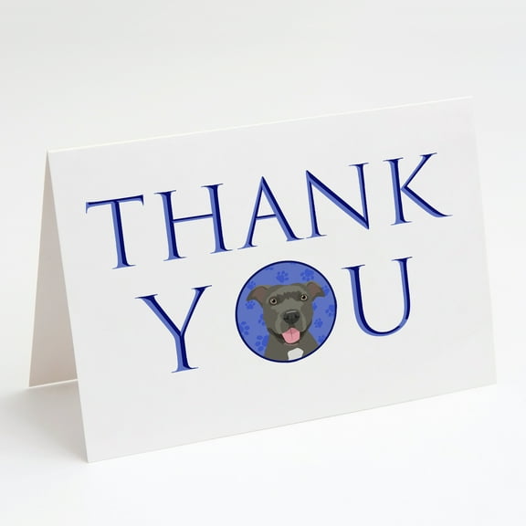 Pit Bull Blue #3 Thank You Greeting Cards and Envelopes Pack of 8 7 in x 5 in