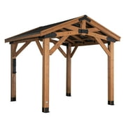 Backyard Discovery Norwood 10' x 10' Cedar Wood Gazebo, Galvanized Steel Roof, PowerPort
