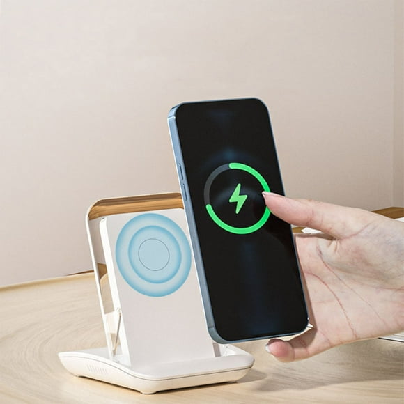 Cagogo Charger 65W Support de Téléphone Magnétique Sans Fil, Charge Rapi, Support de Bureau Vertical Illuminé en Cristal avec Amplification, Tapis de Charge Sans Fil Certifié 15W Qi pour Maison Bureau Voiture